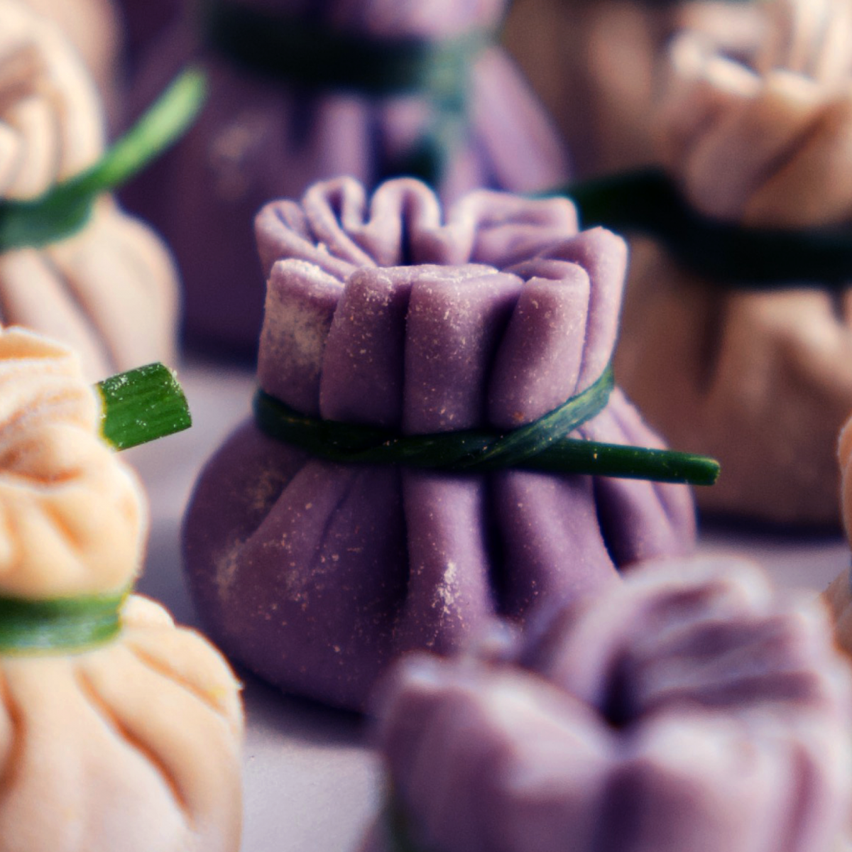 Golden Beet and Pork Dumpling Satchels Little Fat Boy