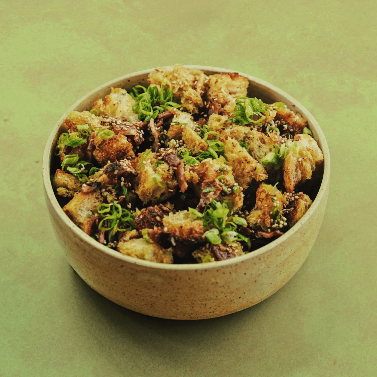 Scallion and Bacon Stuffing with Black Vinegar and Soy Vinaigrette | Little Fat Boy